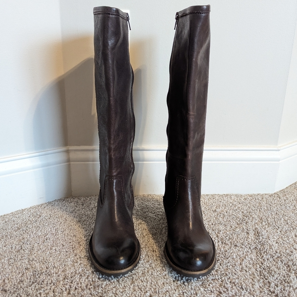 Coldwater Creek Brown Leather Tall Riding Boots sz 6 - Picture 2 of 8